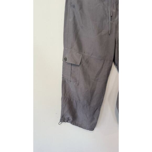 Theory Womens Silk Drawstring Buttoned Cropped Cargo Pocketed Pants Size 4 1749 - Picture 4 of 13